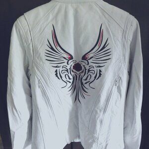 Ladies White Leather Harley Davidson Jacket